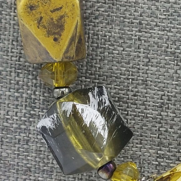 Necklace Vintage  Translucent Spotted shaped Yellow statement Beads Seed Bead 18 - Picture 5 of 9